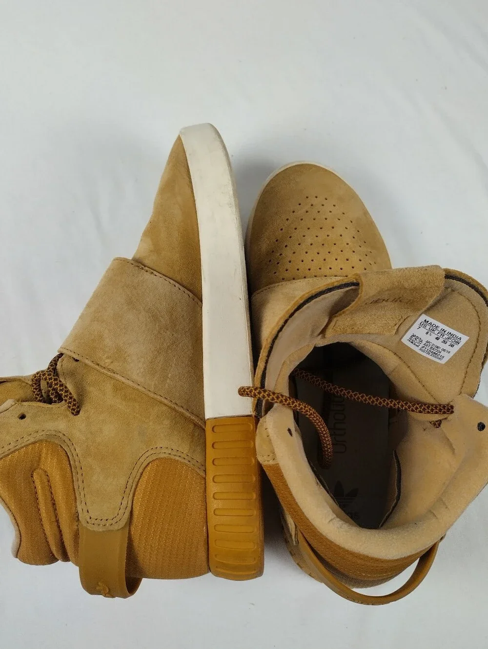 Adidas Tubular Invader Strap Men’s Size 7 Shoes Linen Khaki Rope Tie Swaude